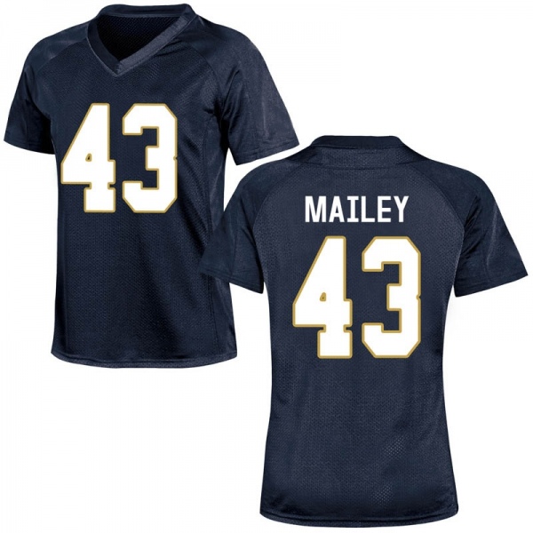 Greg Mailey Notre Dame Fighting Irish NCAA Women's #43 Navy Blue Game College Stitched Football Jersey NWC1255YL